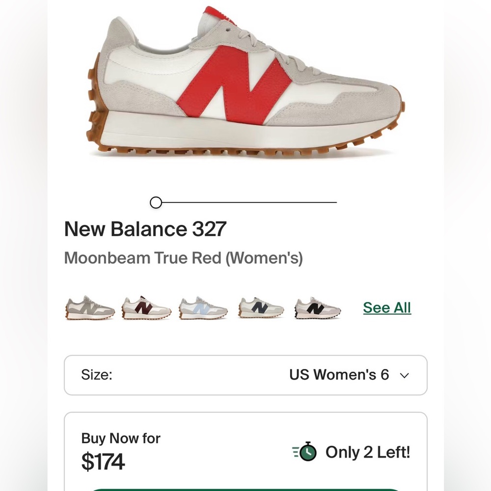 New Balance 327 White and Red Sneakers - Picture 8 of 8